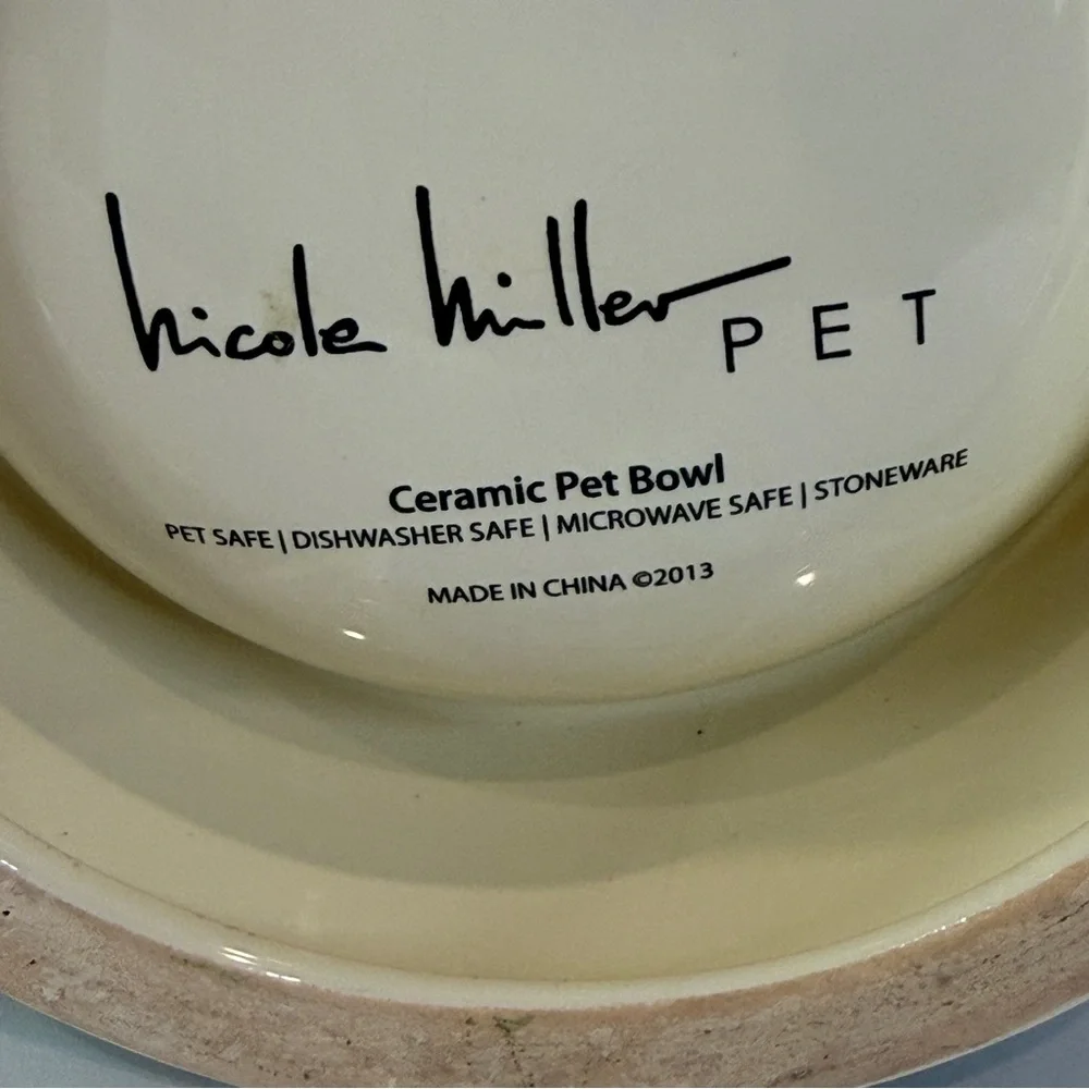 ✨ Nicole Miller Pet Ceramic Bowl – 5” Colorful Pattern Stoneware Dish